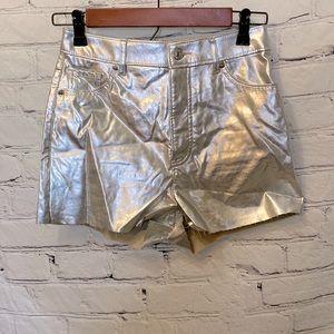 Express Cut-Off Silver Metallic Shorts Size 0